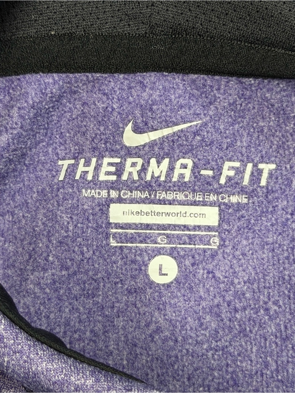 Nike Therma Fit Gradient Swoosh Athletic Purple & Black Hoodie Sweatshirt Size L - Picture 3 of 7